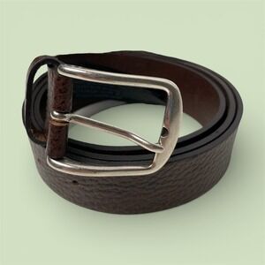 Massimo Dutti Mens Leather Belt Brown Silver Buckle‎ Quite Luxury Size 105/40